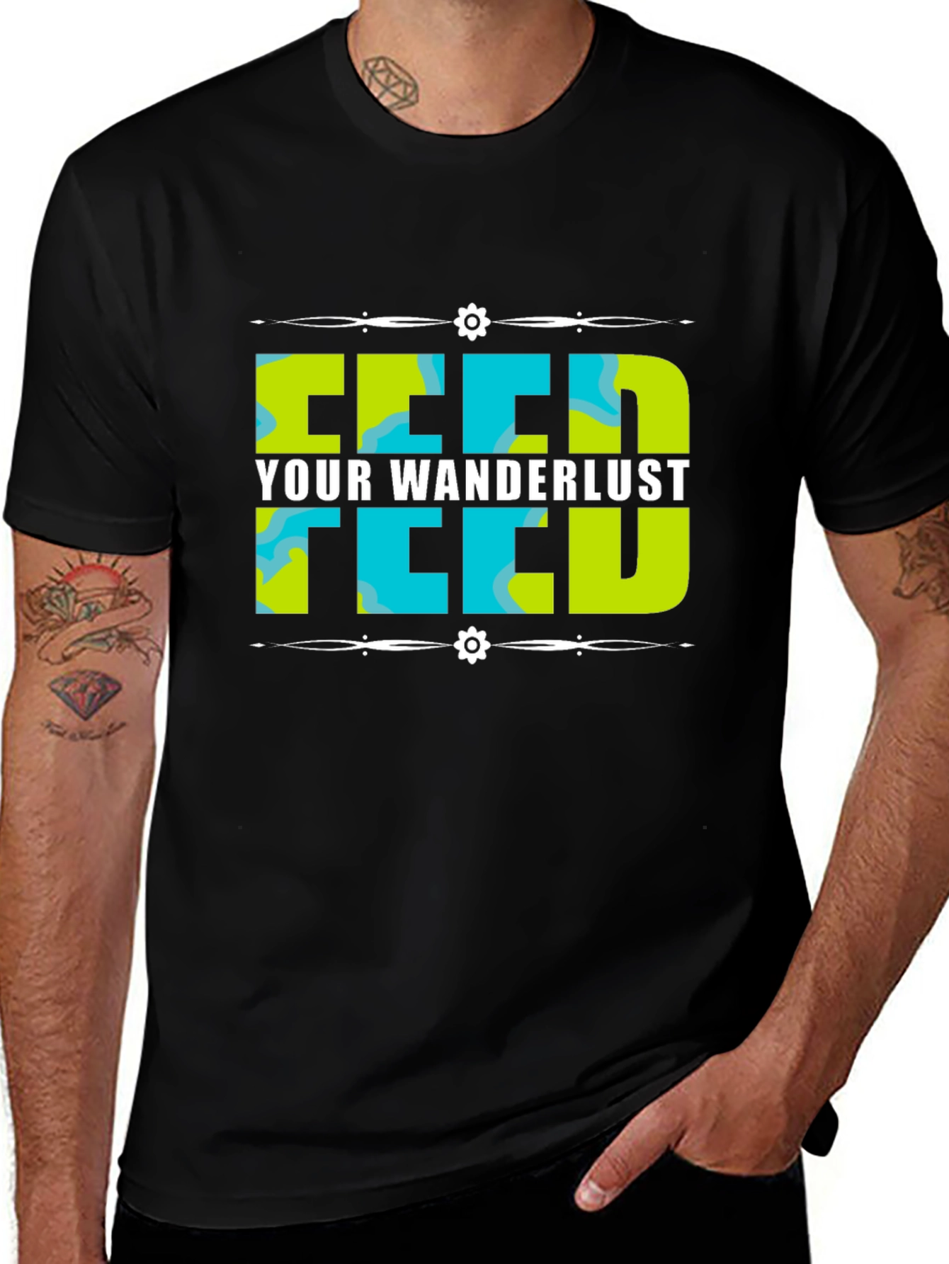 Black Feed Your Wanderlust Graphic Tee main image