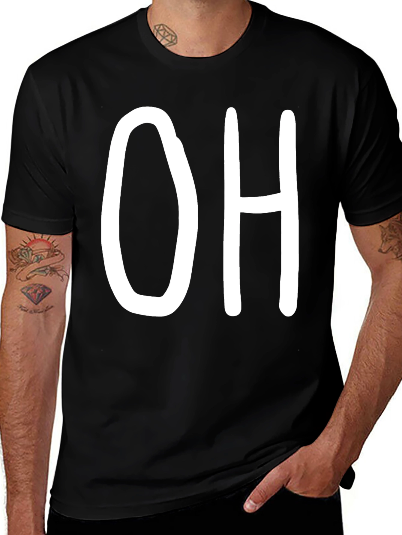 Variant 30 of Bold 'OH' Graphic Tee - Casual Black T-Shirt