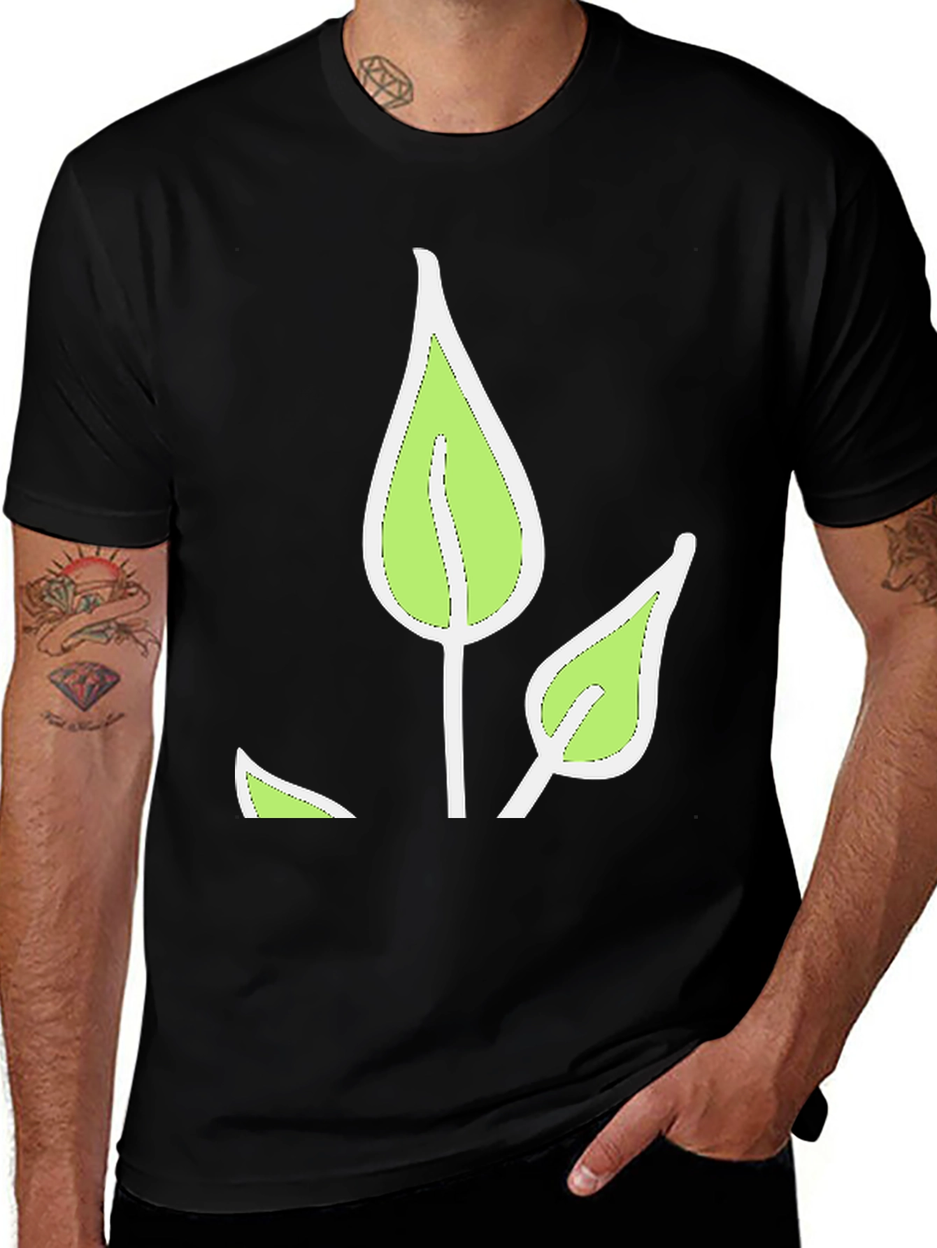 Variant 8 of Leaf Graphic Black T-Shirt