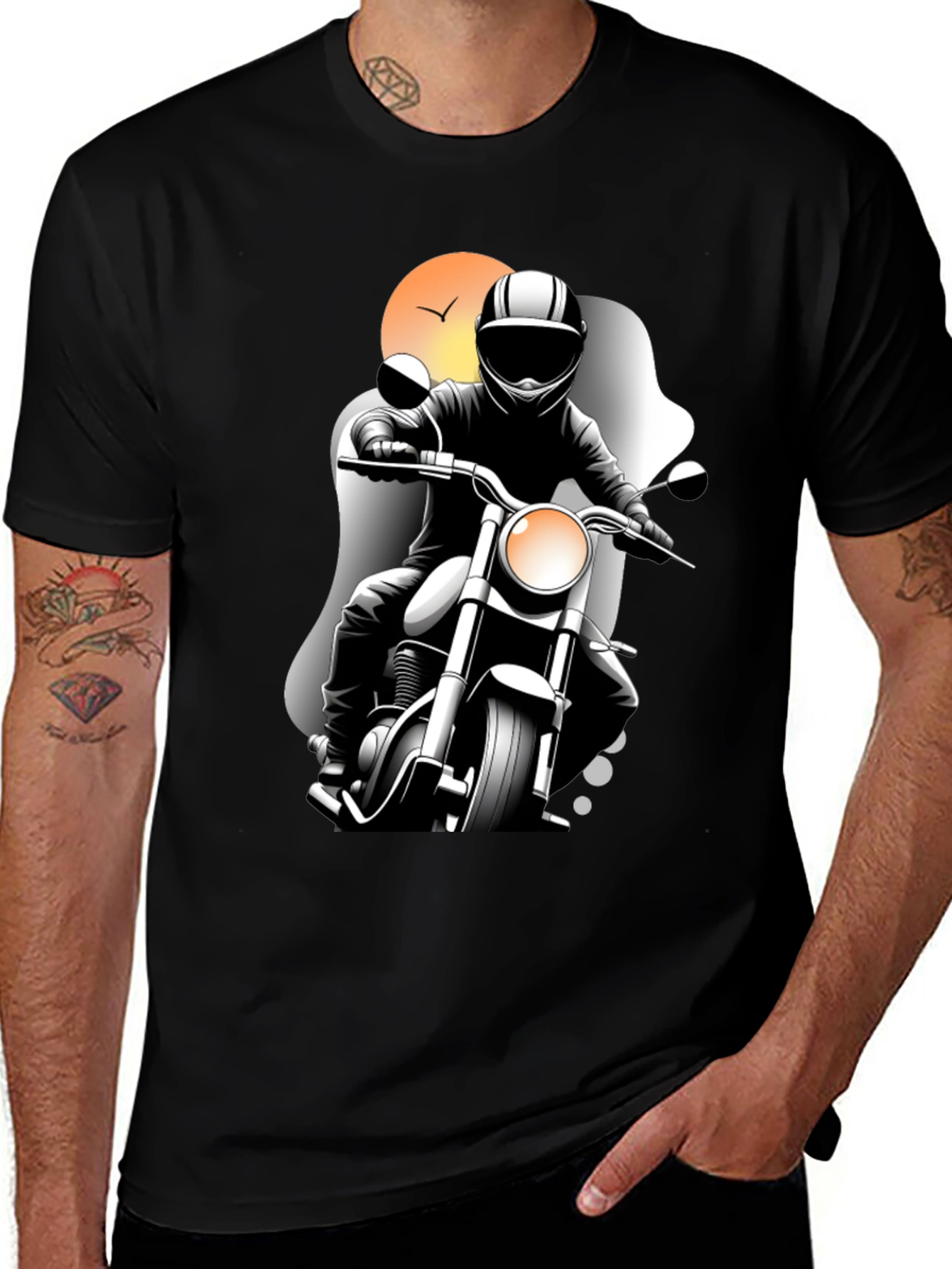 Variant 28 of Motorcycle Rider Graphic Tee - Black