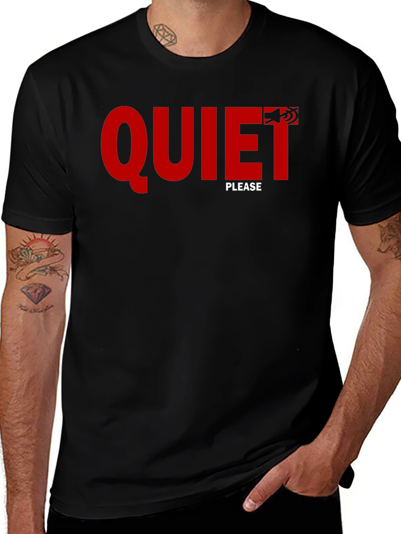 Variant 21 of Quiet Please Graphic Tee - Black Crew Neck