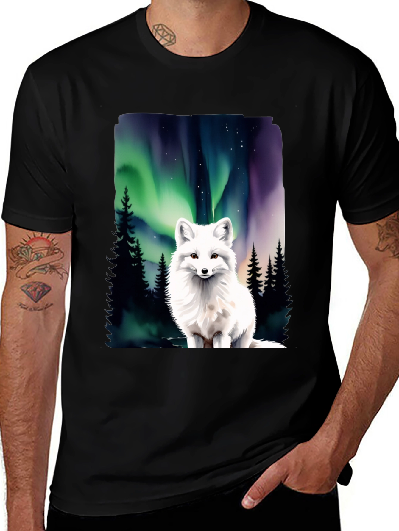 Arctic Fox Northern Lights Graphic Tee