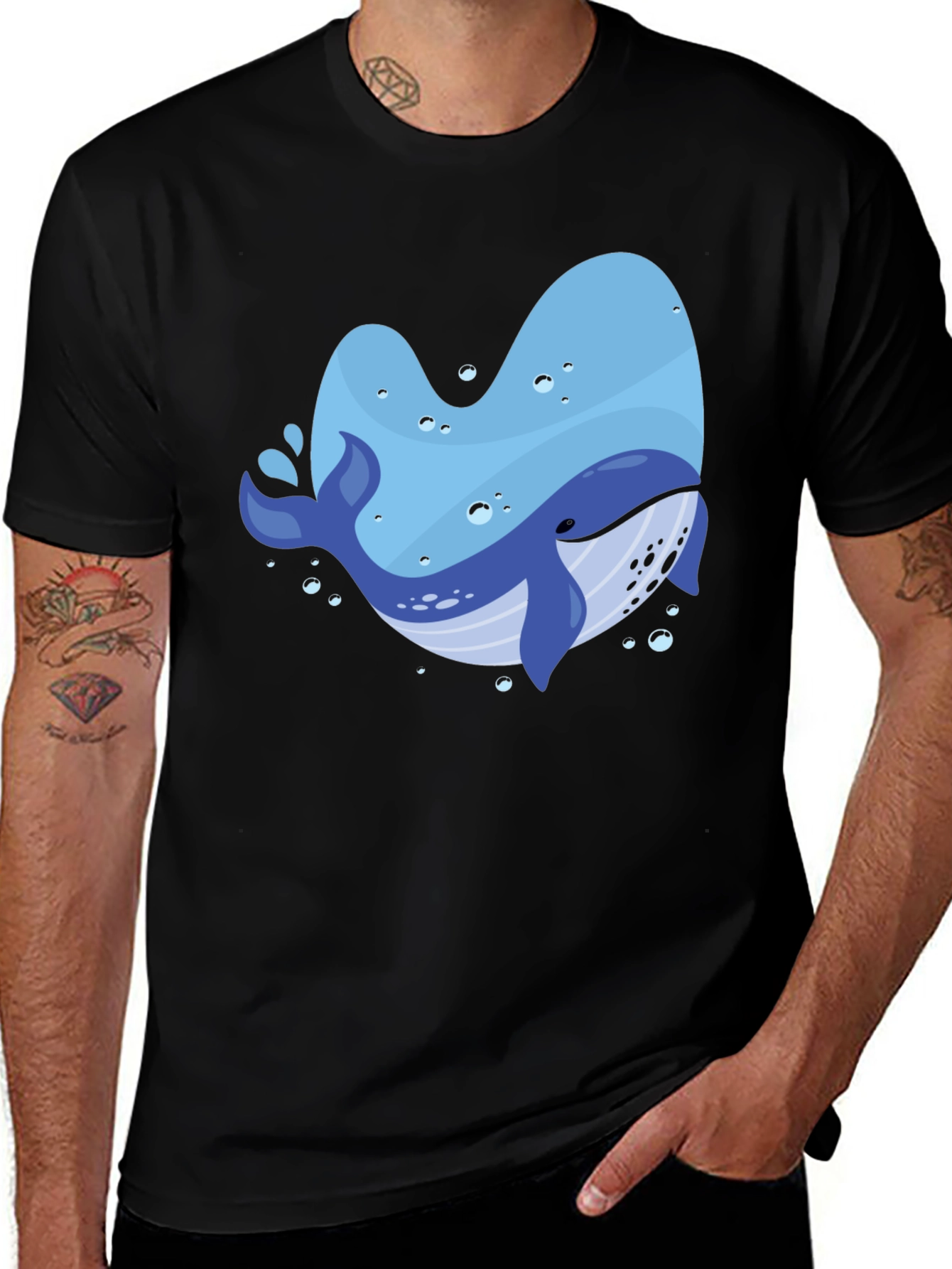 Variant 8 of Whale Graphic Print Crew Neck T-Shirt