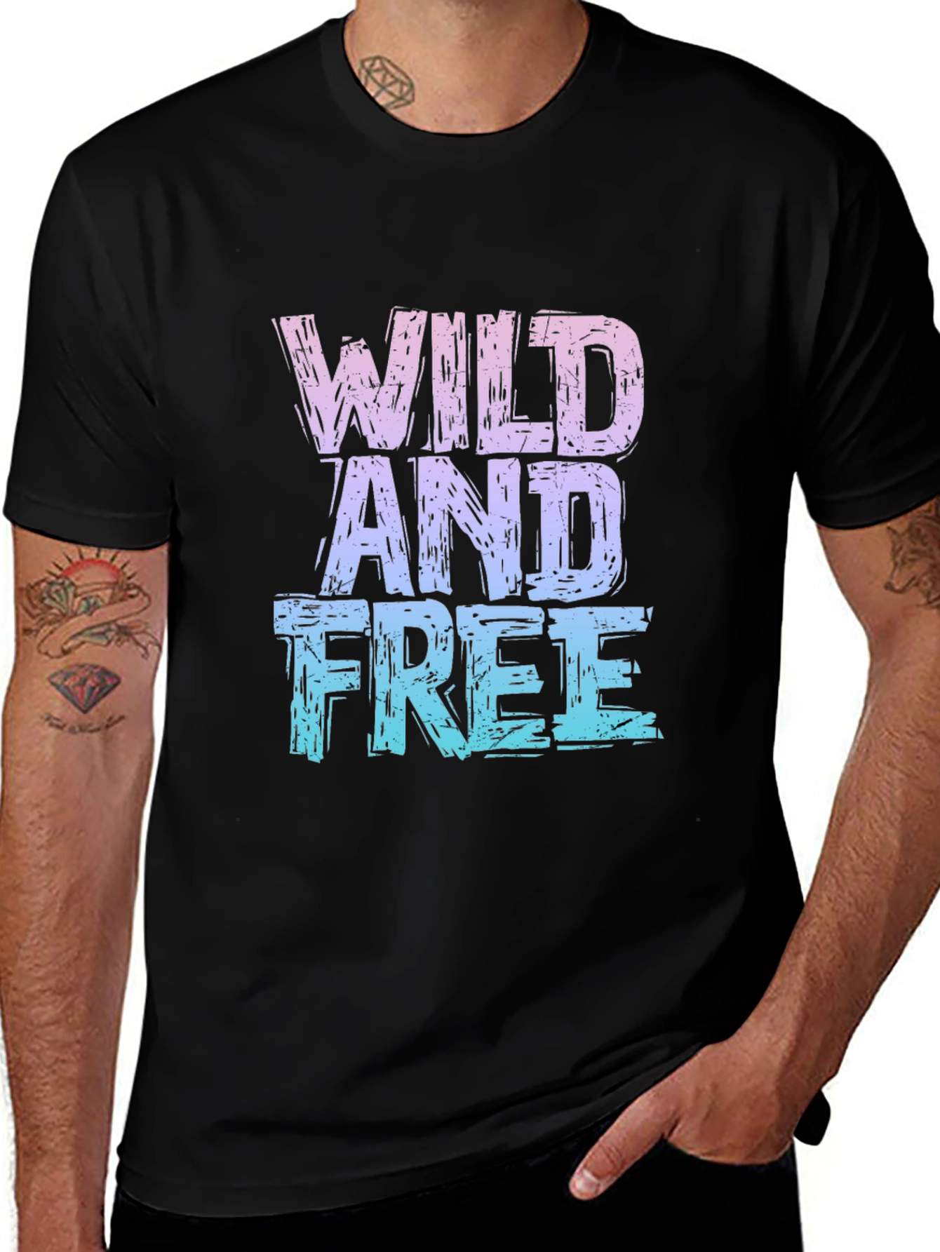 Black Wild And Free Graphic Print Black T-Shirt main image