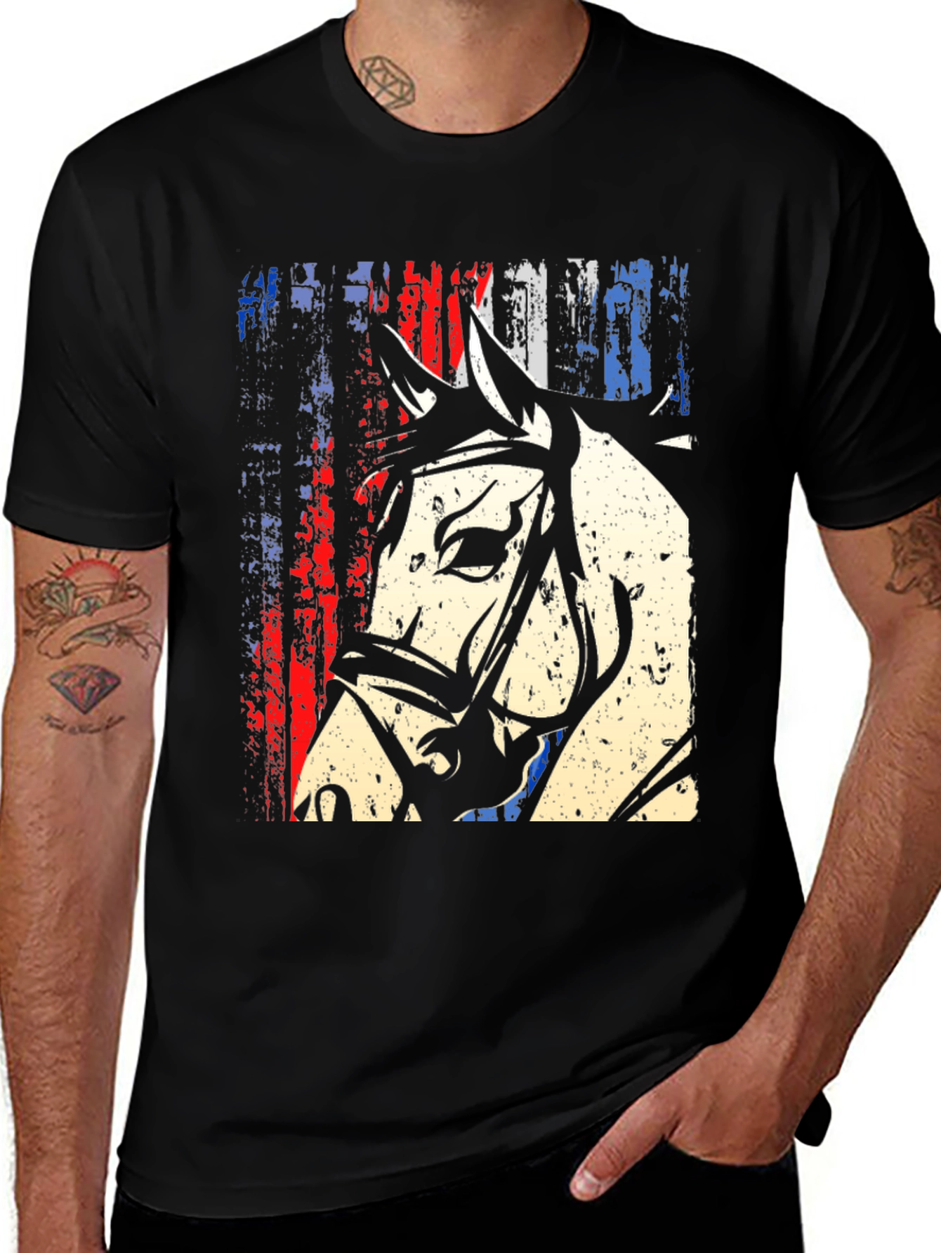 Variant 11 of American Flag Horse Graphic T-Shirt