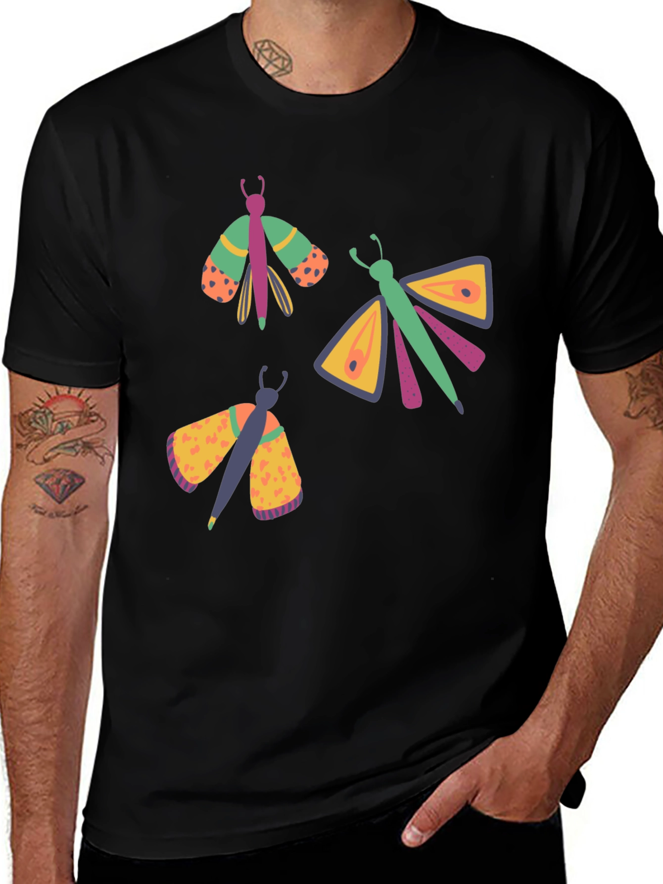 Variant 6 of Moth Graphic Tee - Men's Black T-Shirt