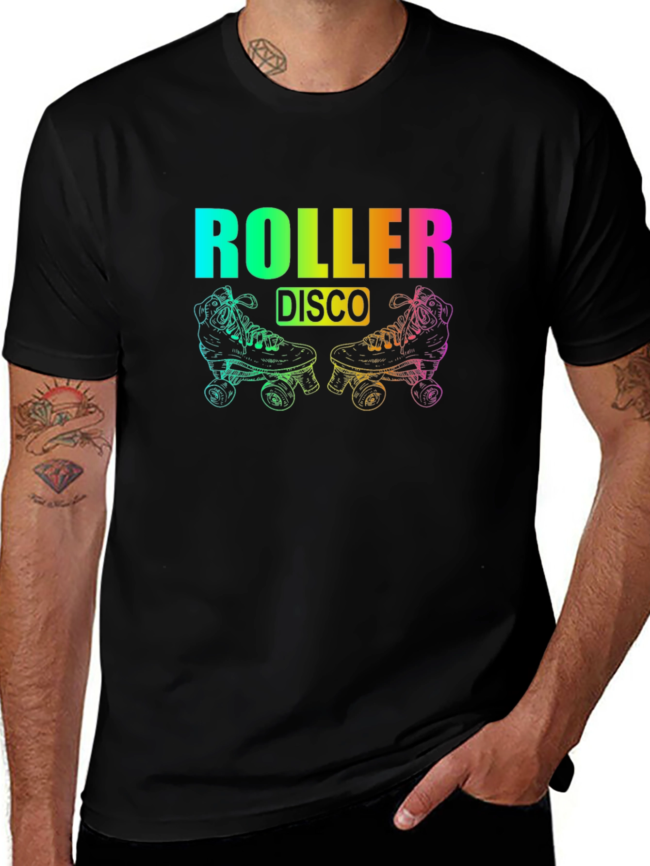 Retro Roller Disco Graphic T-Shirt - Black