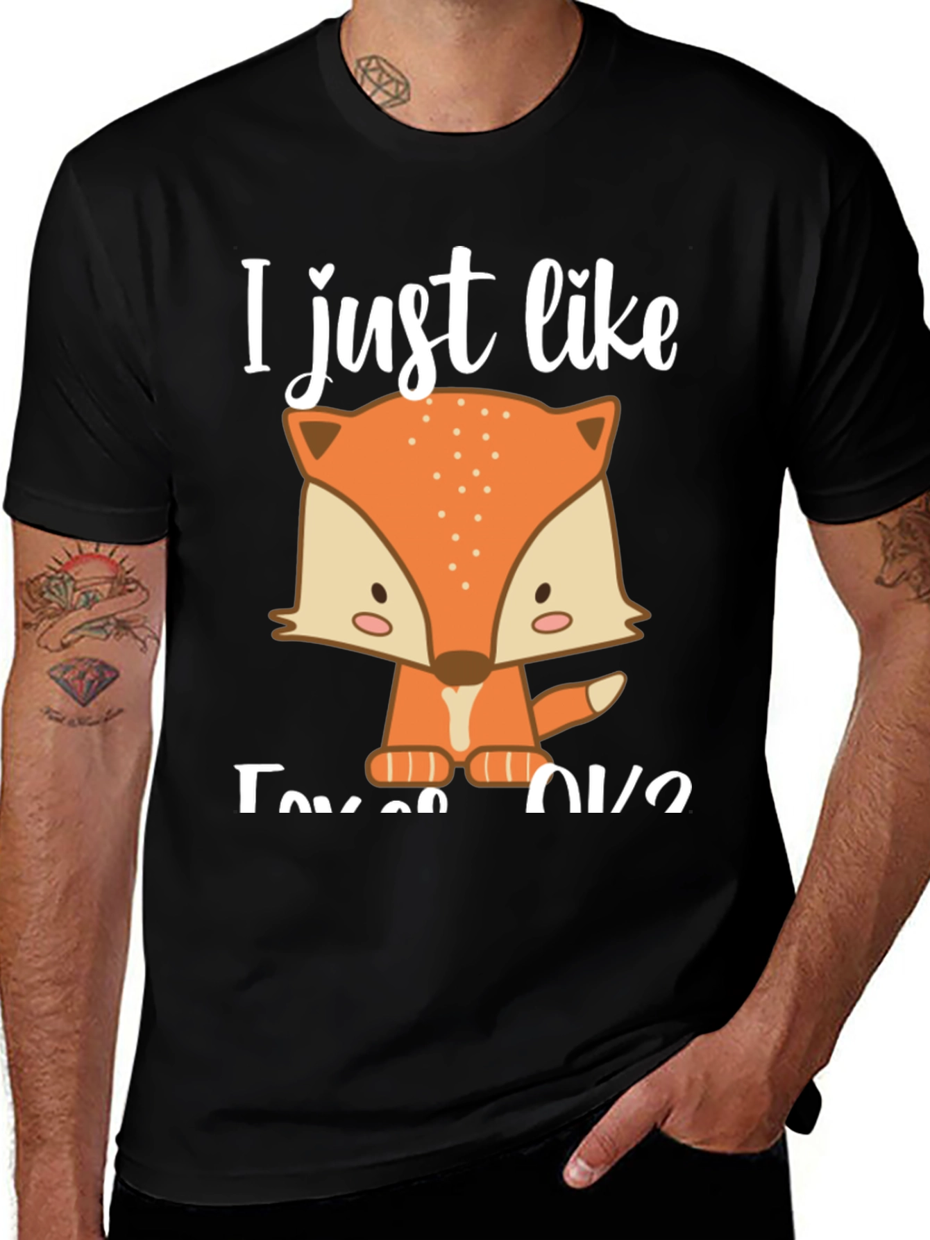 Variant 23 of Cute Fox Graphic Tee - "I Just Like Foxes OK?"