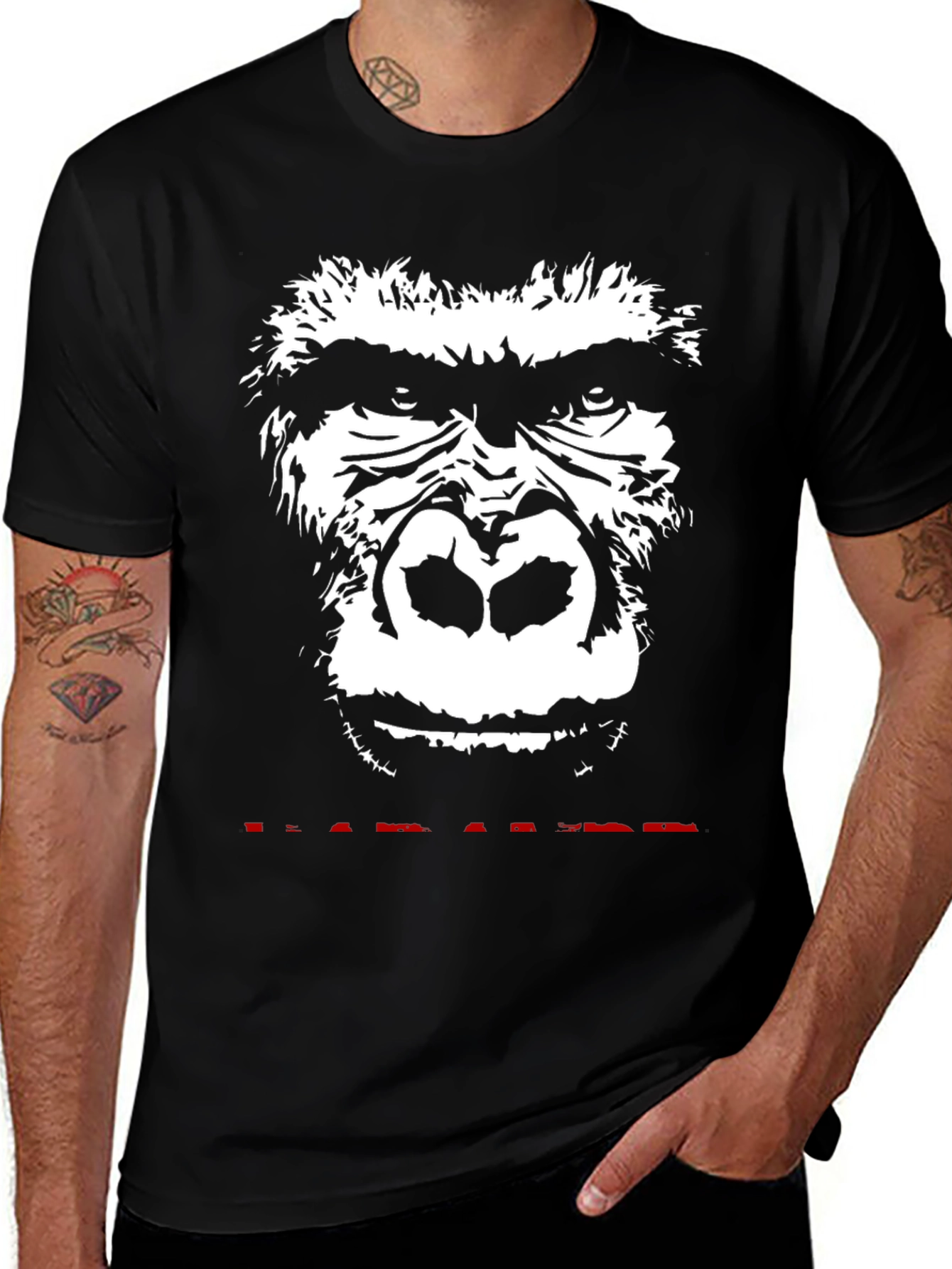 Variant 7 of Gorilla Face Graphic Tee - Black
