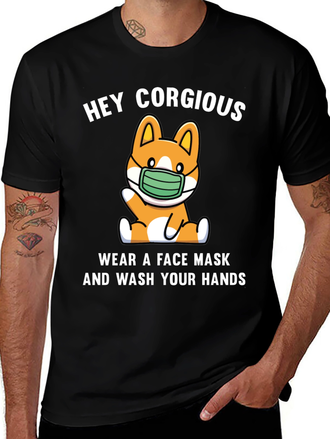 Variant 9 of Hey Corgious Face Mask T-Shirt