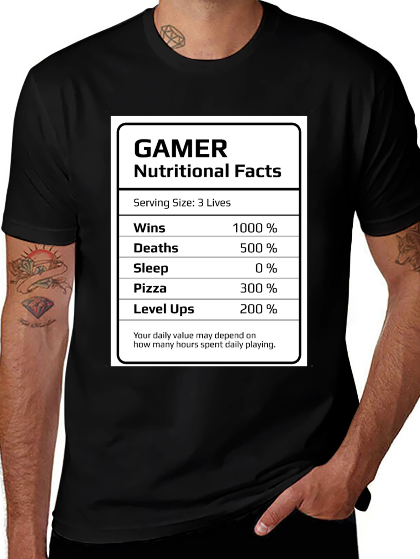 Variant 17 of Gamer Nutritional Facts Funny T-Shirt