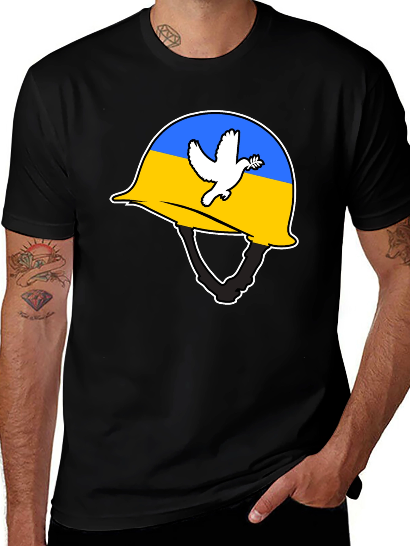 Ukraine Peace Dove Helmet T-Shirt