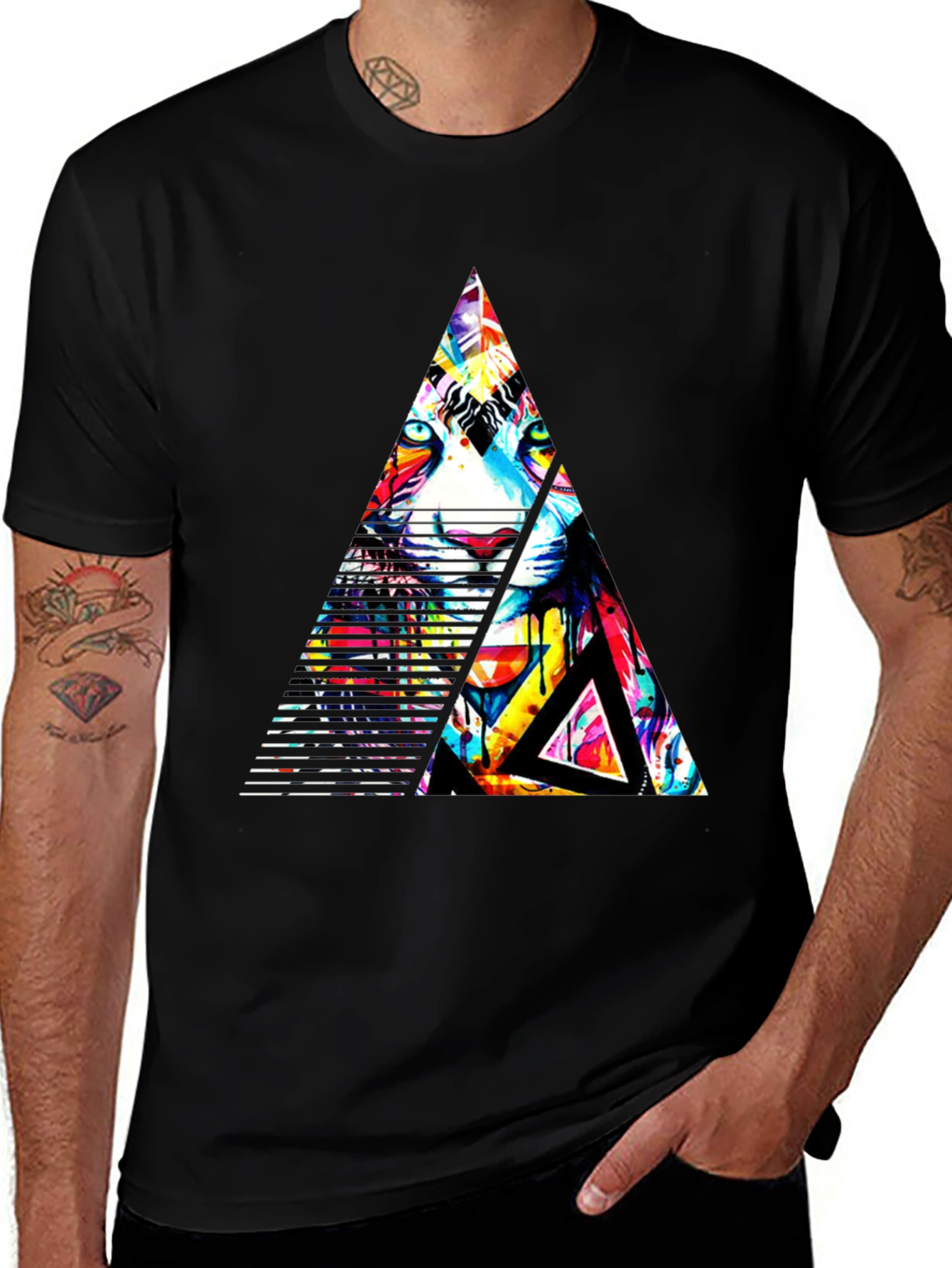 Variant 5 of Abstract Triangle Tiger Graphic Tee