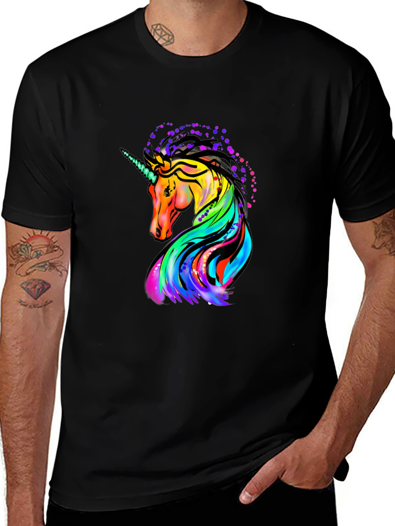 Variant 13 of Unicorn Graphic Black T-Shirt