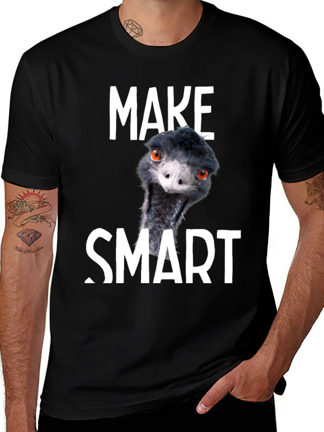 Variant 30 of Make Smart Emu Graphic T-Shirt - Quirky Tee