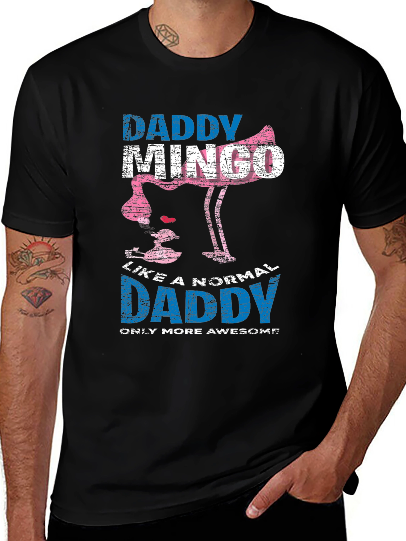 Variant 16 of Daddy Mingo T-Shirt - Awesome Flamingo Dad Tee