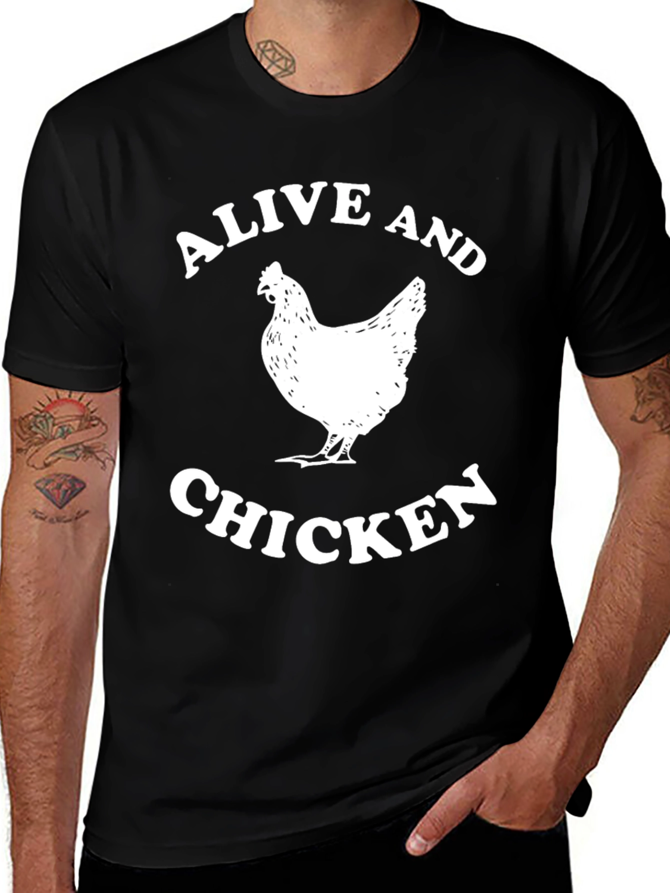 Variant 25 of Alive and Chicken T-Shirt - Novelty Animal Graphic Tee