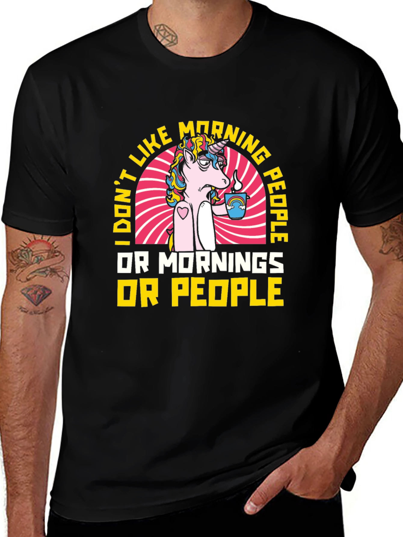 Variant 6 of Funny Unicorn Coffee T-Shirt - I Don't Like Mornings