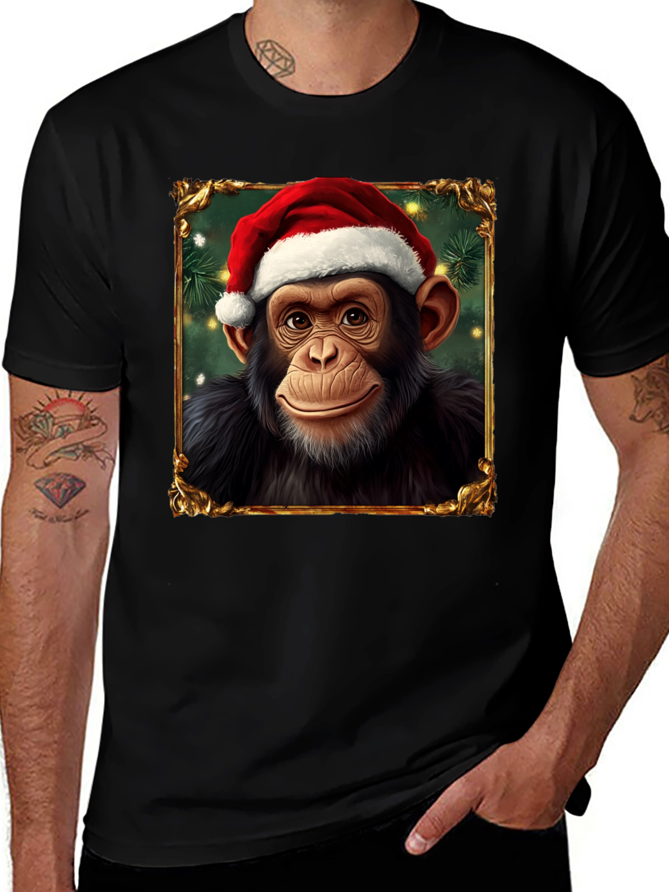 Variant 30 of Christmas Chimpanzee Portrait T-Shirt
