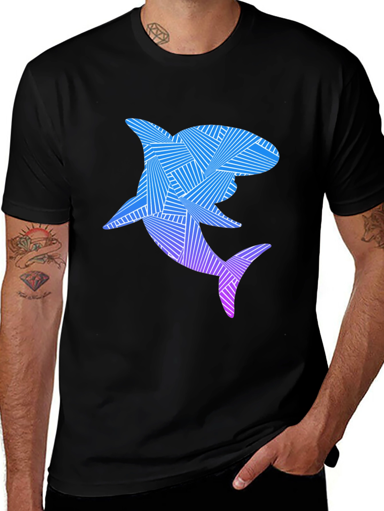 Variant 19 of Abstract Shark Graphic Tee - Cool Ocean Design