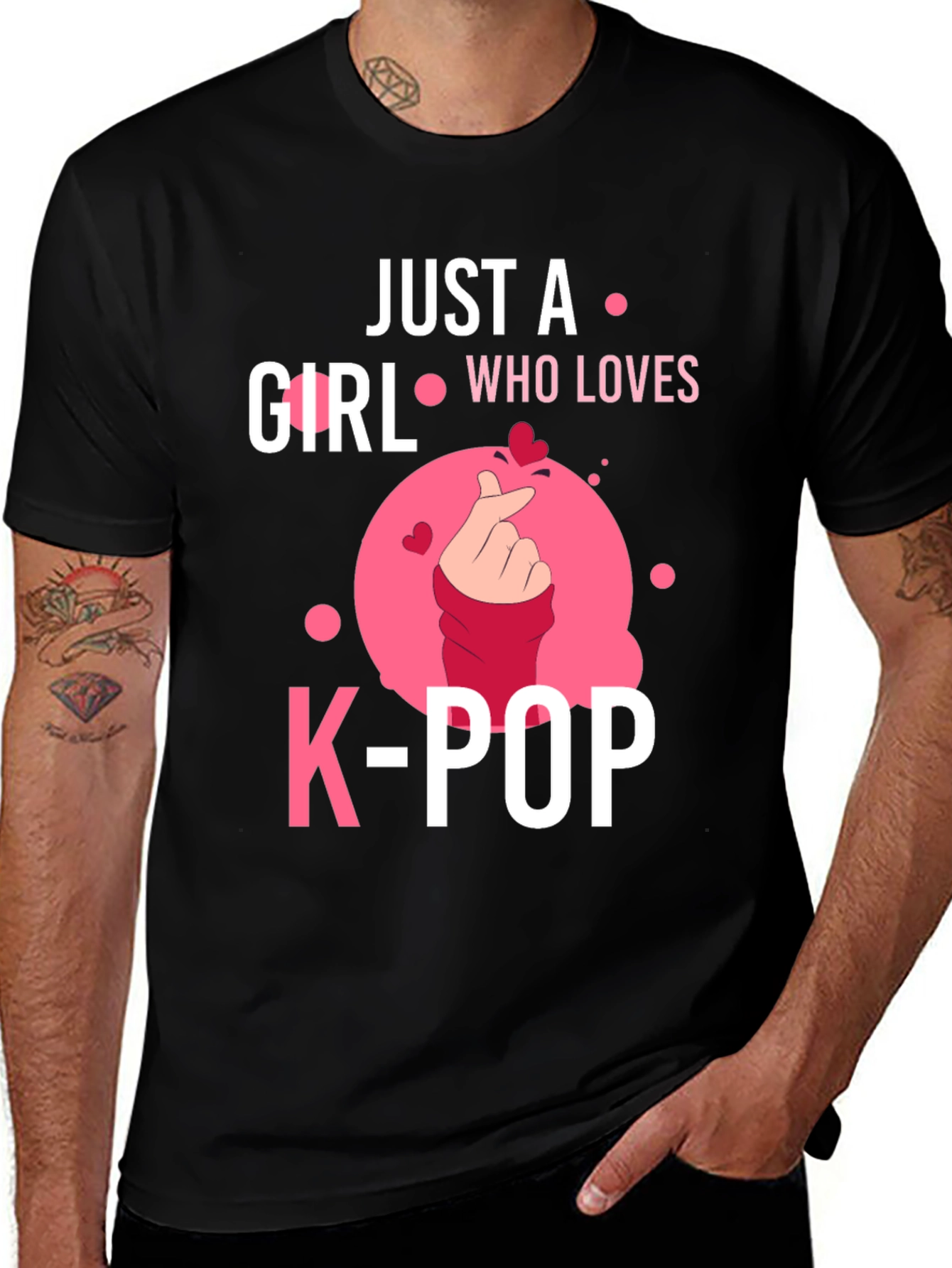 Black Just A Girl Who Loves K-POP Black T-Shirt main image
