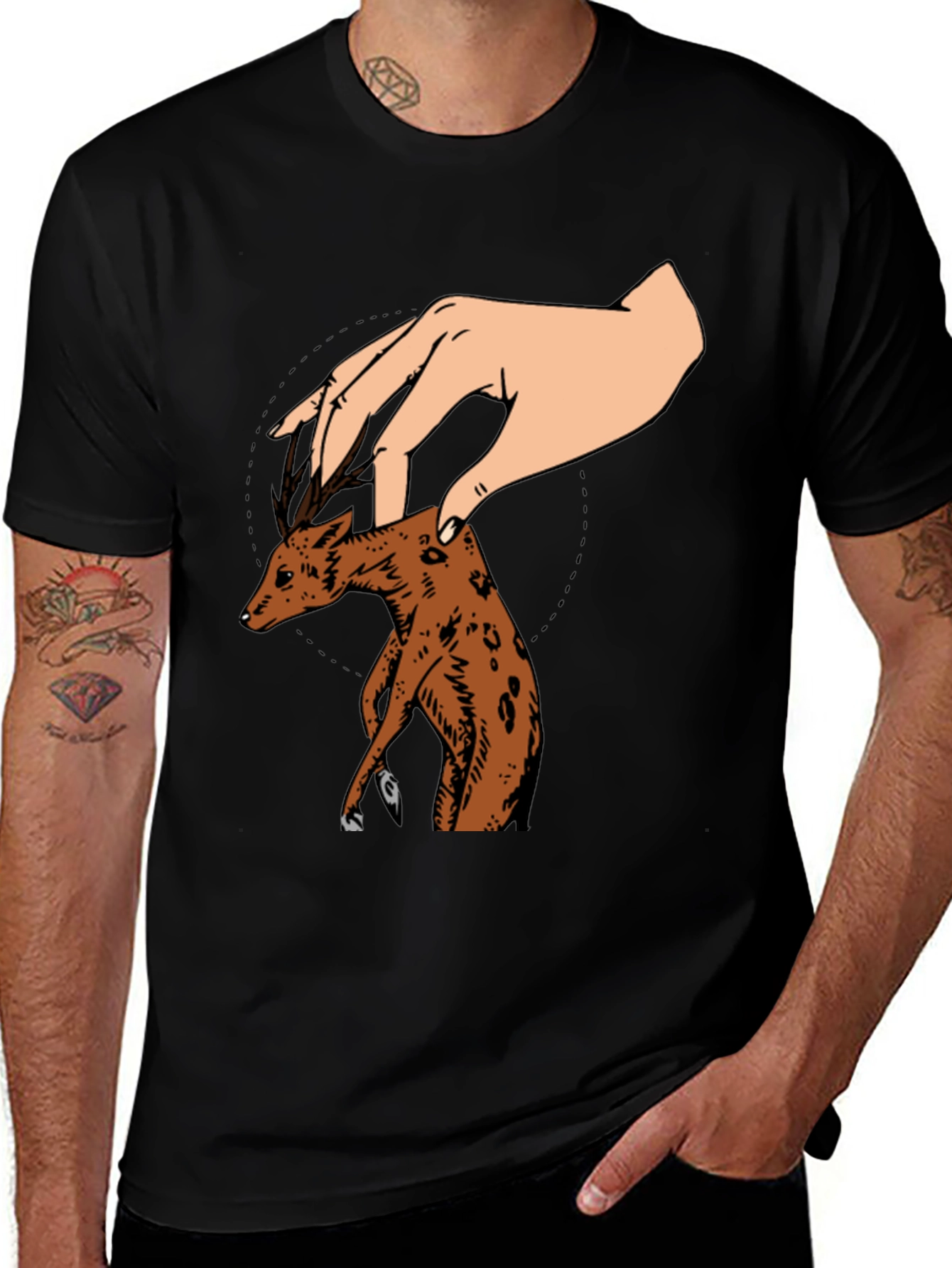 Variant 21 of Deer Puppet Graphic T-Shirt - Unique Design