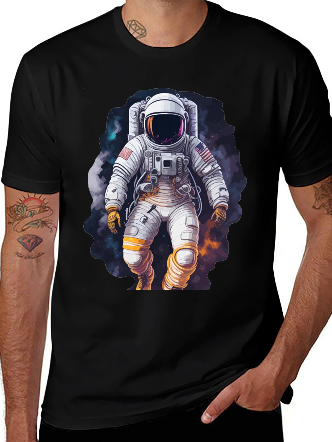 Variant 19 of Astronaut in Space Graphic Tee - Black