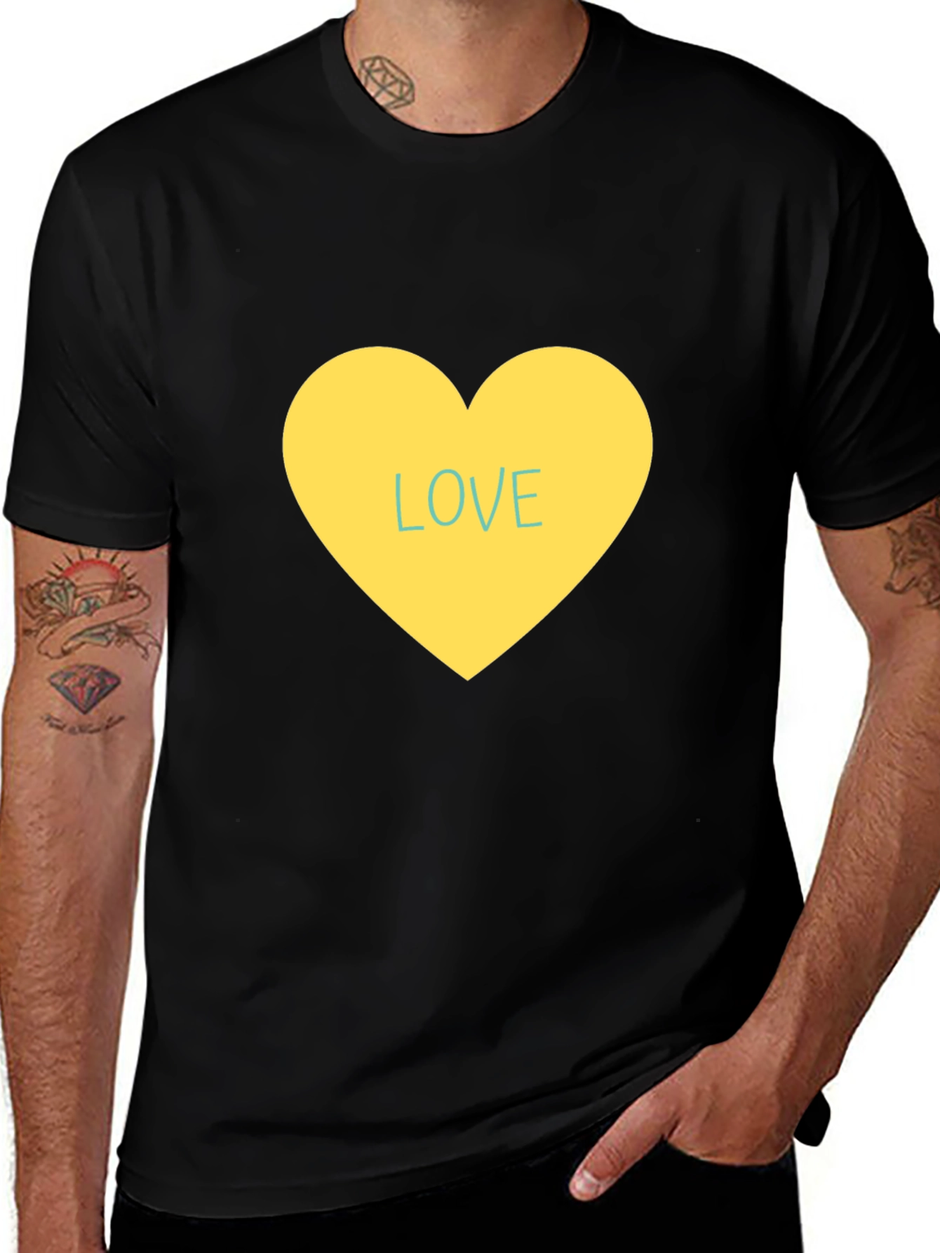 Variant 29 of Love Heart Graphic Black T-Shirt