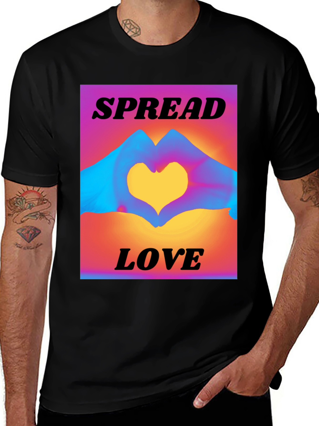 Variant 21 of Spread Love T-Shirt: Heart Hands Graphic