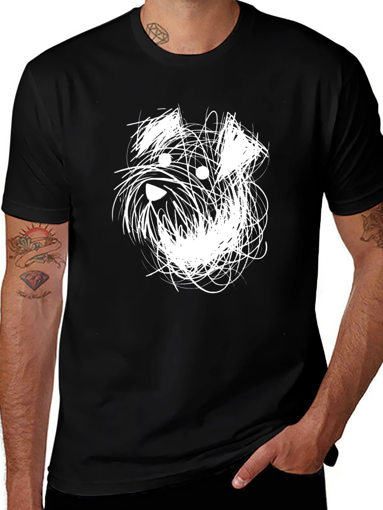 Dog Sketch Tee - Black Unisex T-Shirt