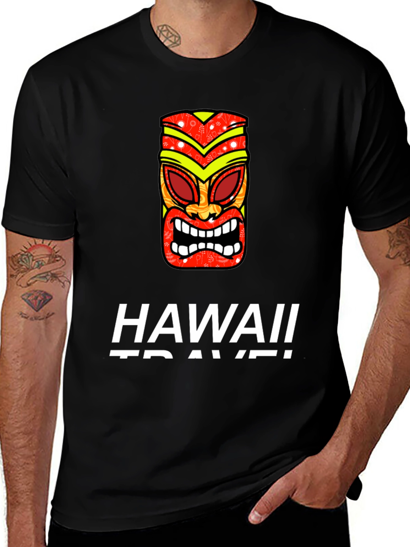 Hawaii Tiki Mask Graphic T-Shirt