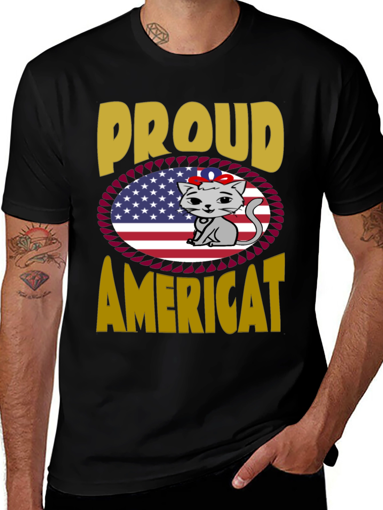 Proud Americat T-Shirt - Patriotic Cat Tee