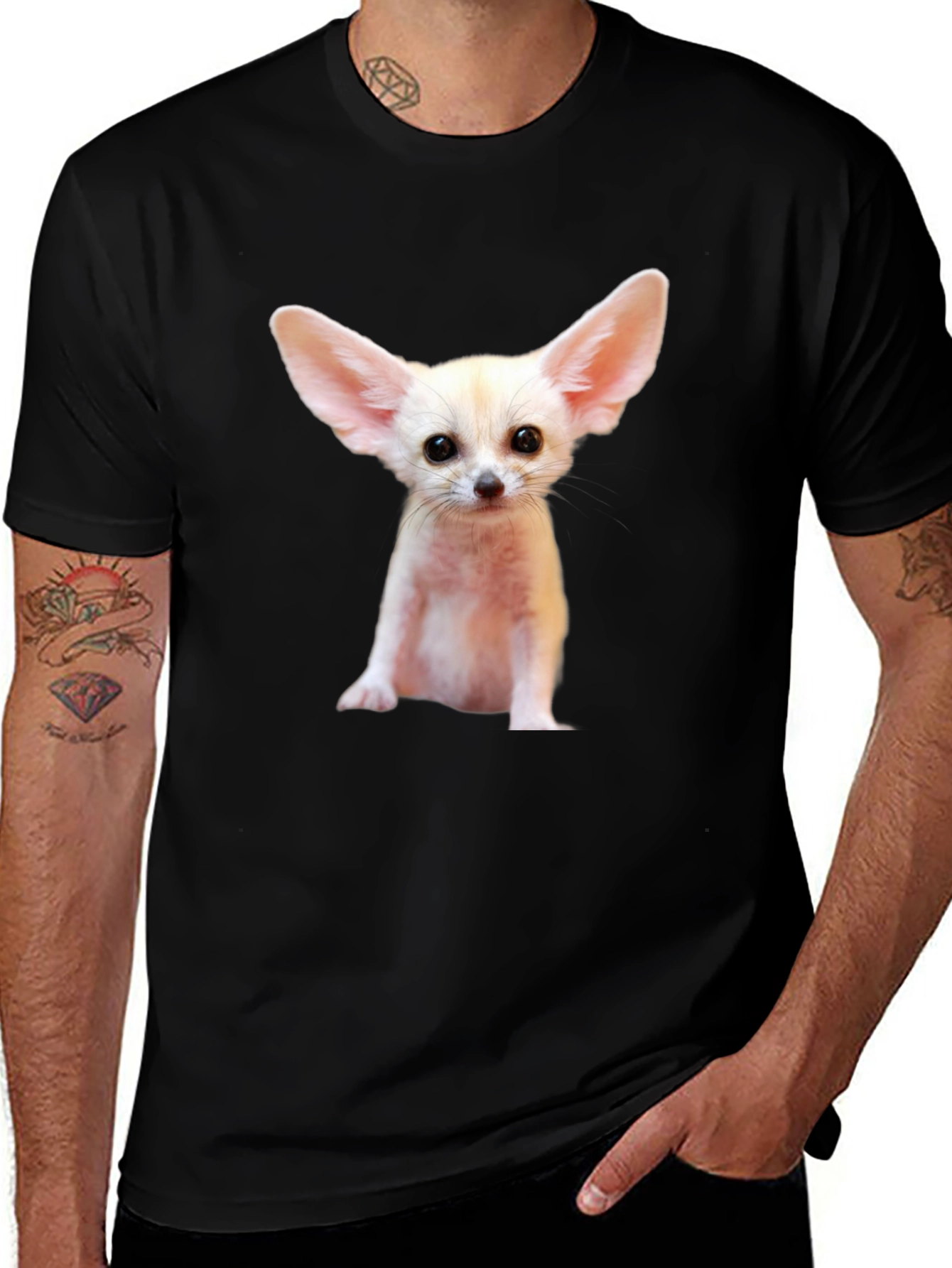 Variant 21 of Fennec Fox Graphic Tee - Black Unisex T-Shirt