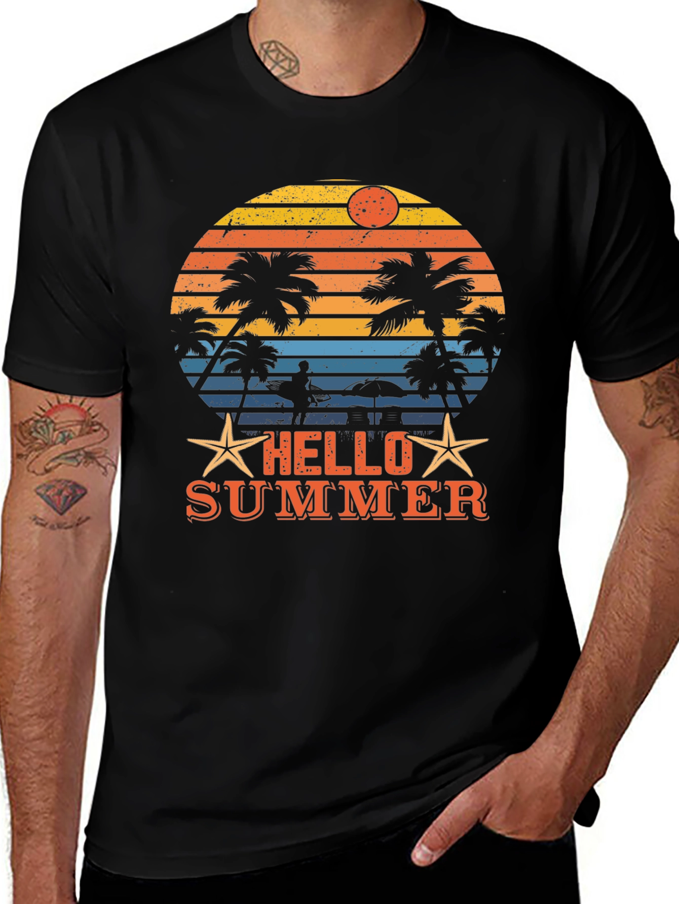 Retro Hello Summer T-Shirt, Beach Vibes, Vintage Design