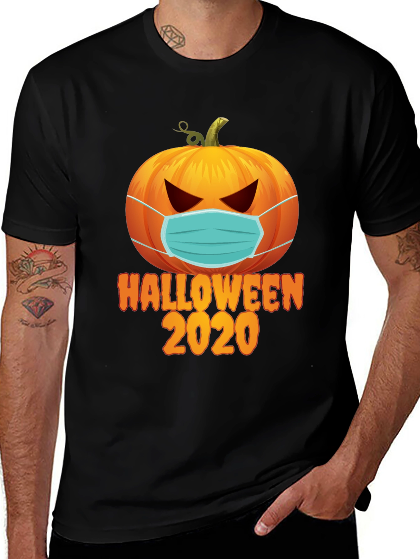 Variant 15 of Halloween 2020 Masked Pumpkin Graphic Tee