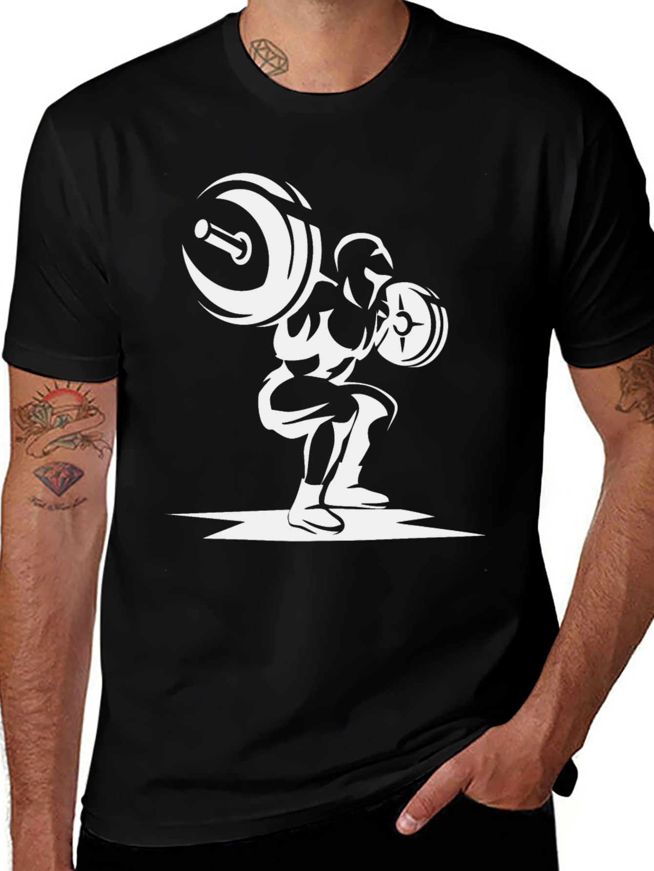 Variant 12 of Weightlifting Squat Black Graphic Tee