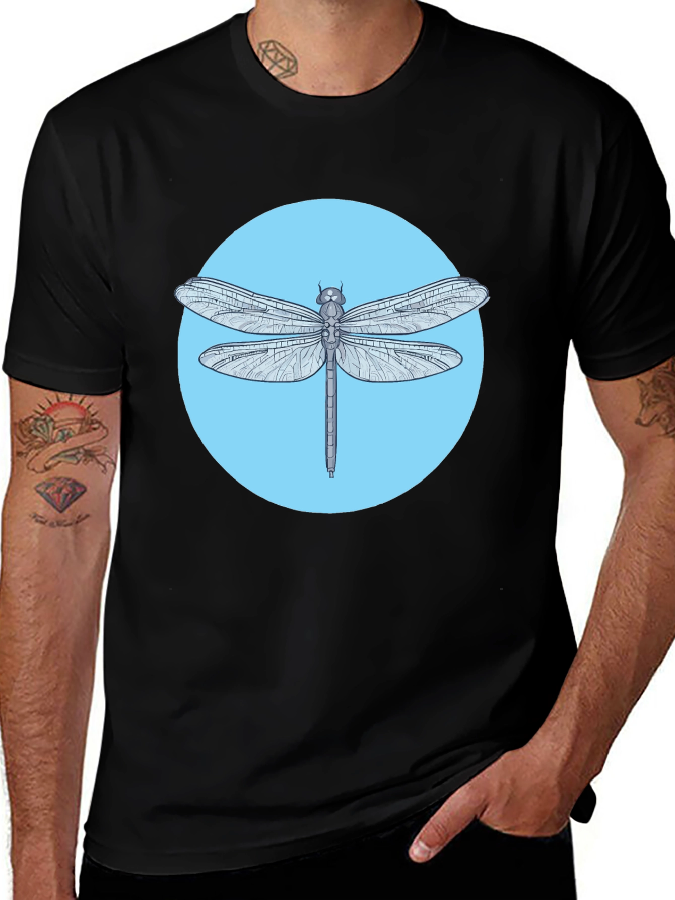 Variant 16 of Dragonfly Graphic Tee - Black Cotton Blend