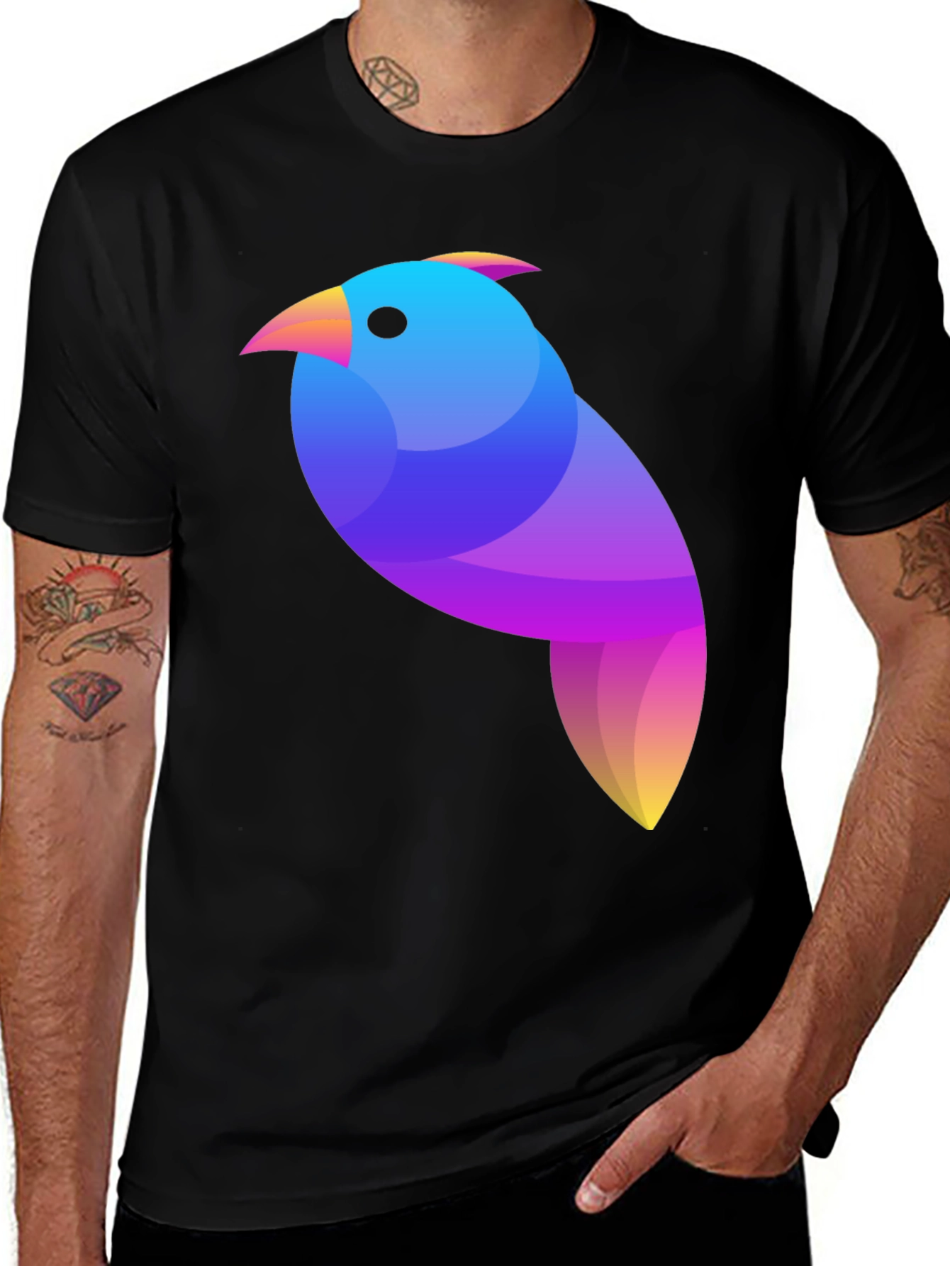 Geometric Bird Graphic Tee - Modern Art Shirt