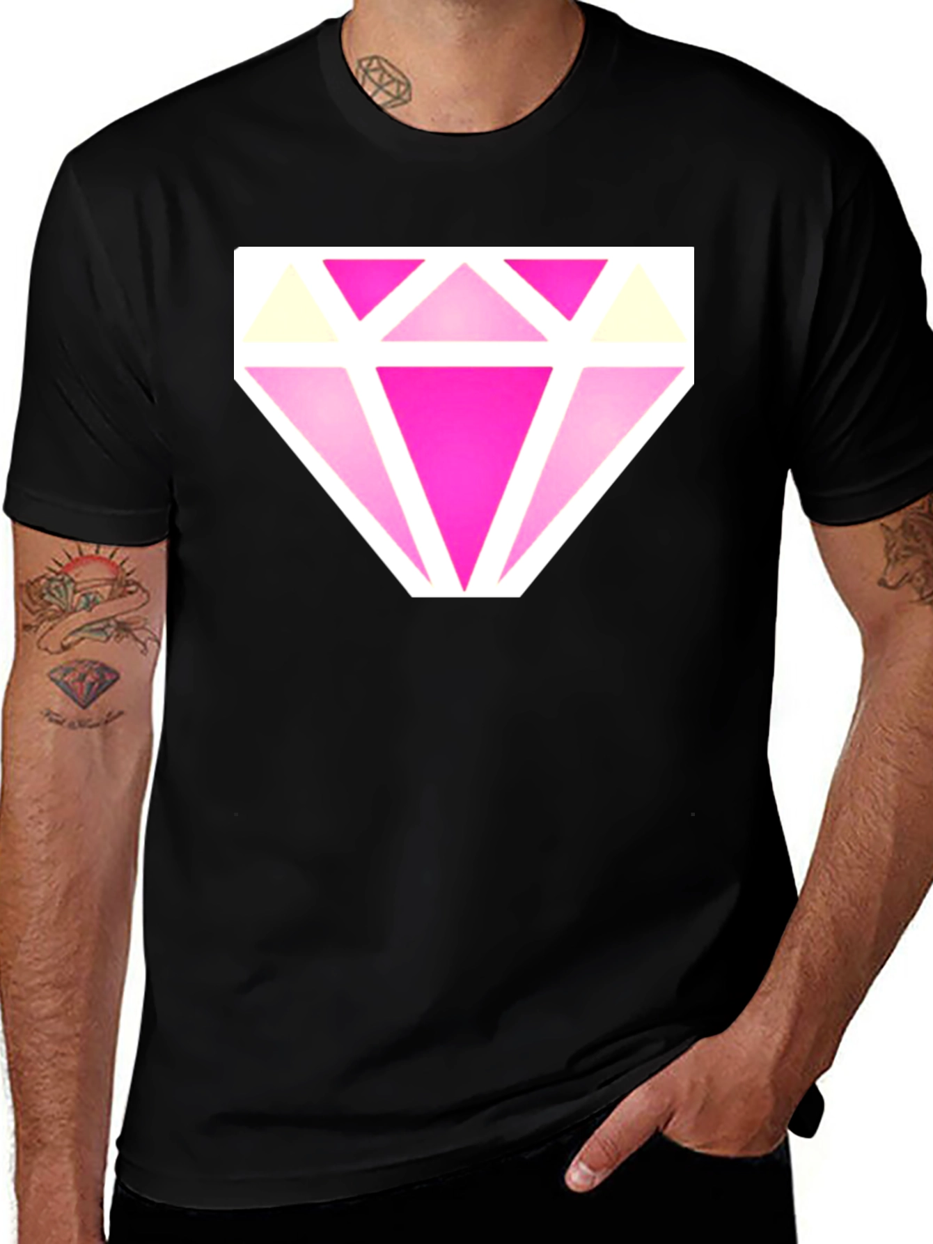 Variant 28 of Diamond Graphic Tee - Casual Black T-Shirt