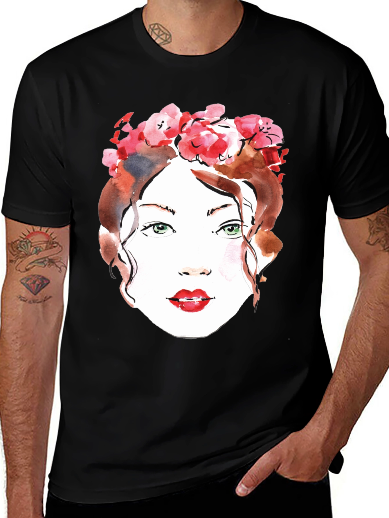 Variant 6 of Woman with Flower Crown Graphic Tee
