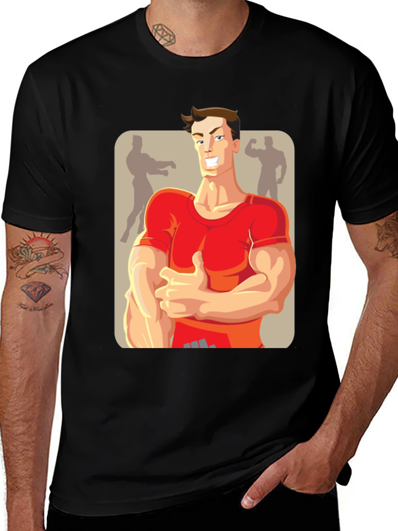 Variant 10 of Bodybuilder Cartoon Graphic T-Shirt