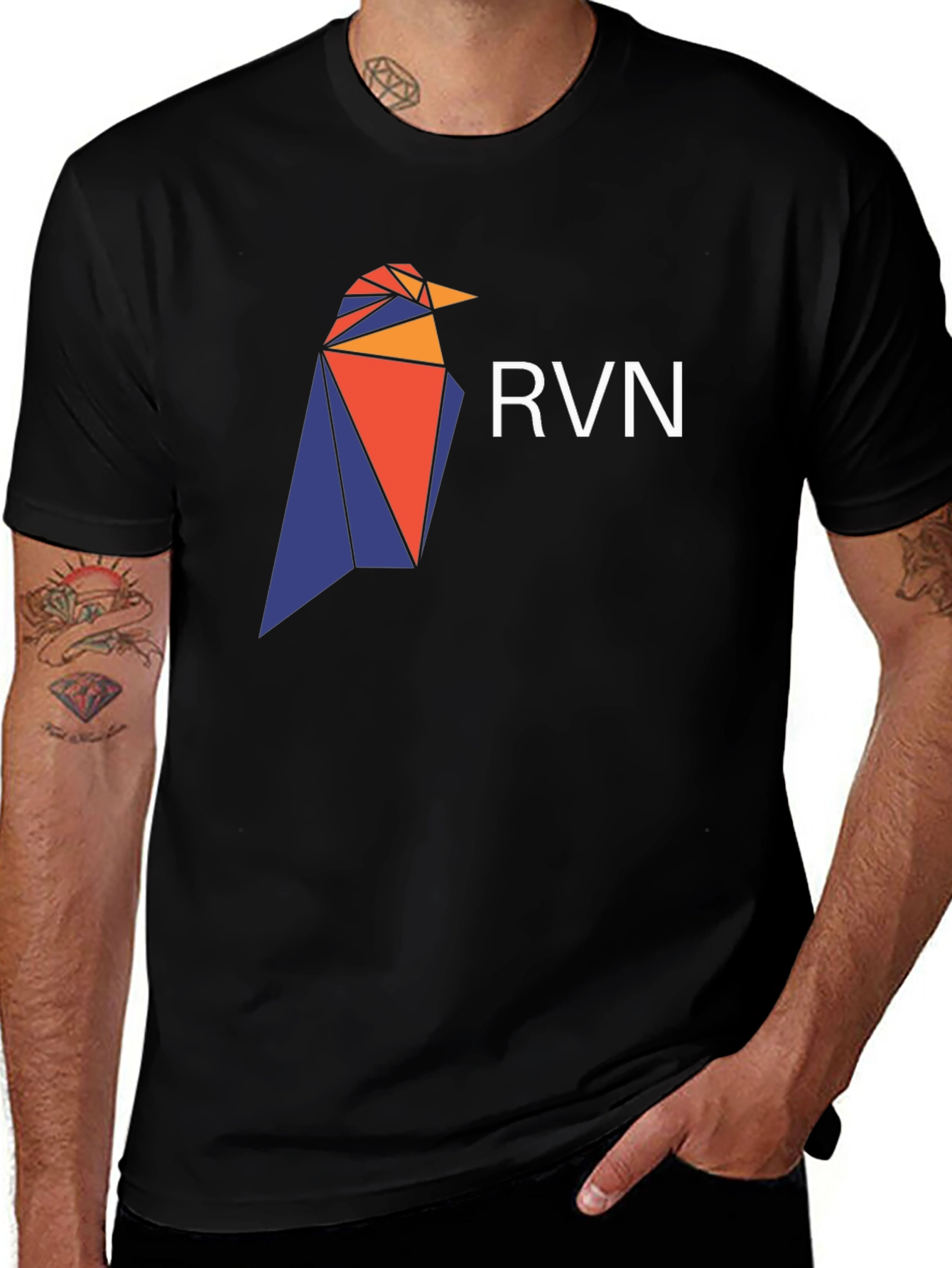 Variant 3 of Geometric Raven T-Shirt - Crypto Design