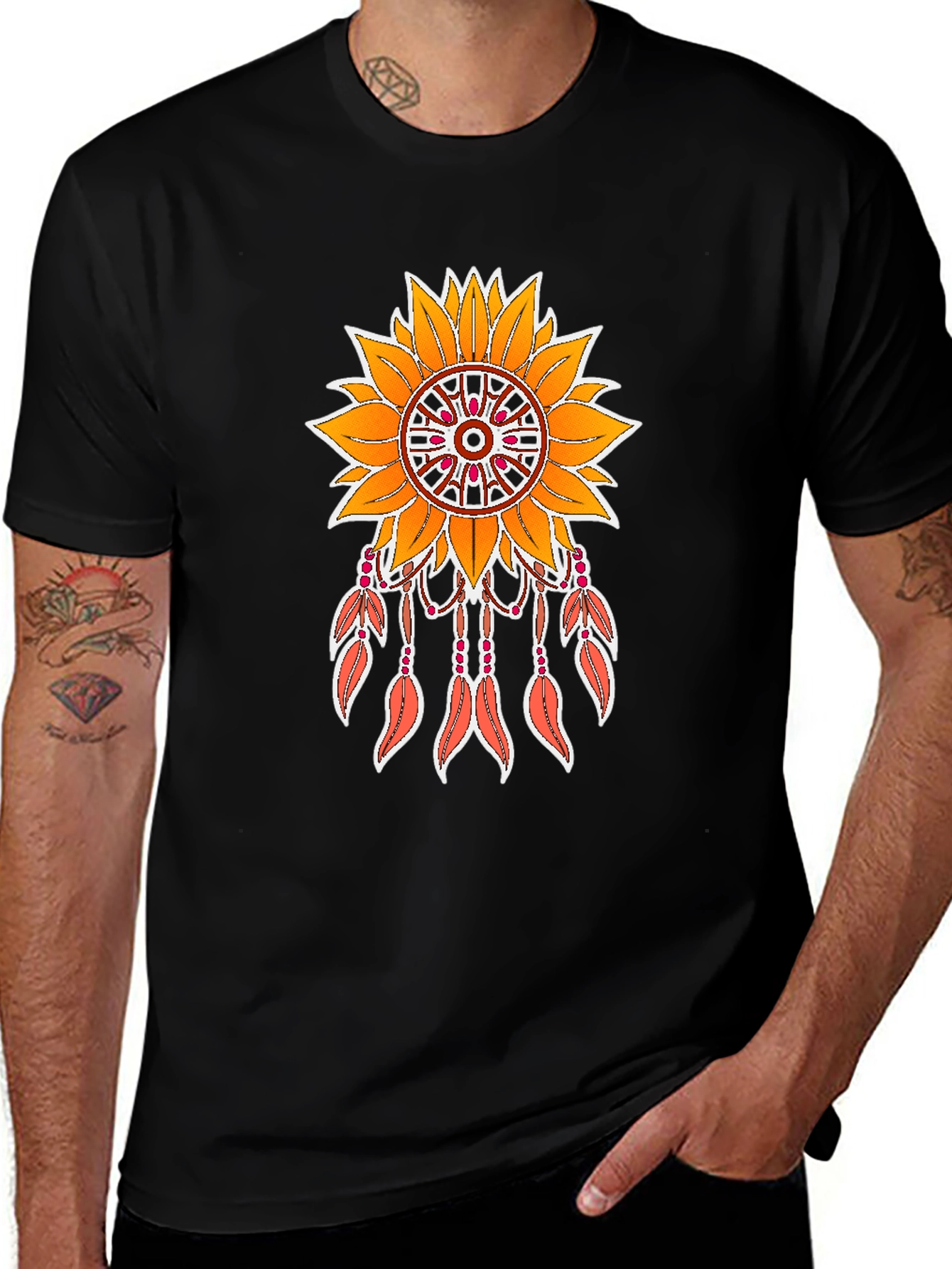 Variant 7 of Sunflower Dreamcatcher Graphic Tee - Black