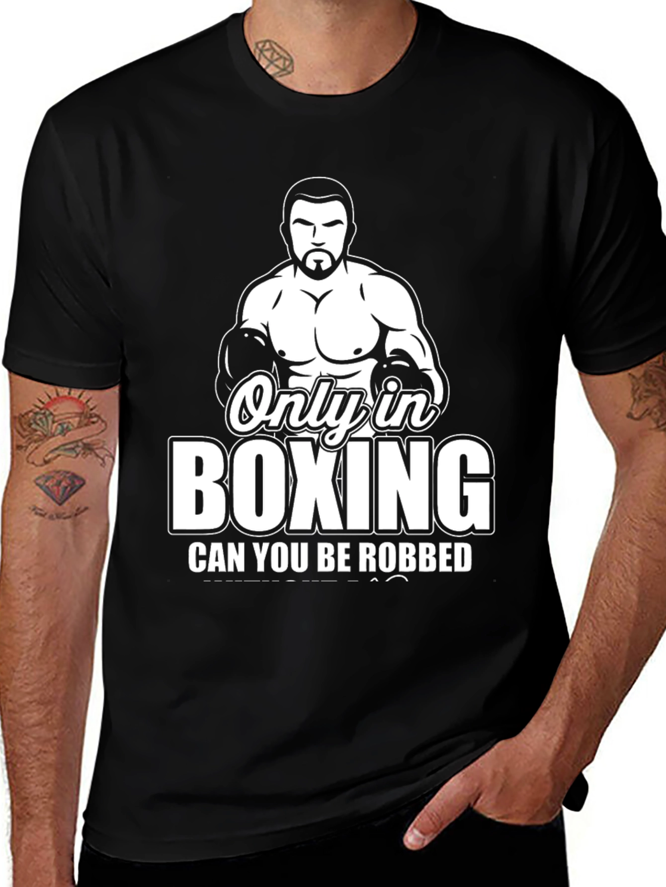 Variant 18 of Boxing T-Shirt - Only in Boxing Can You Be Robbed - Black