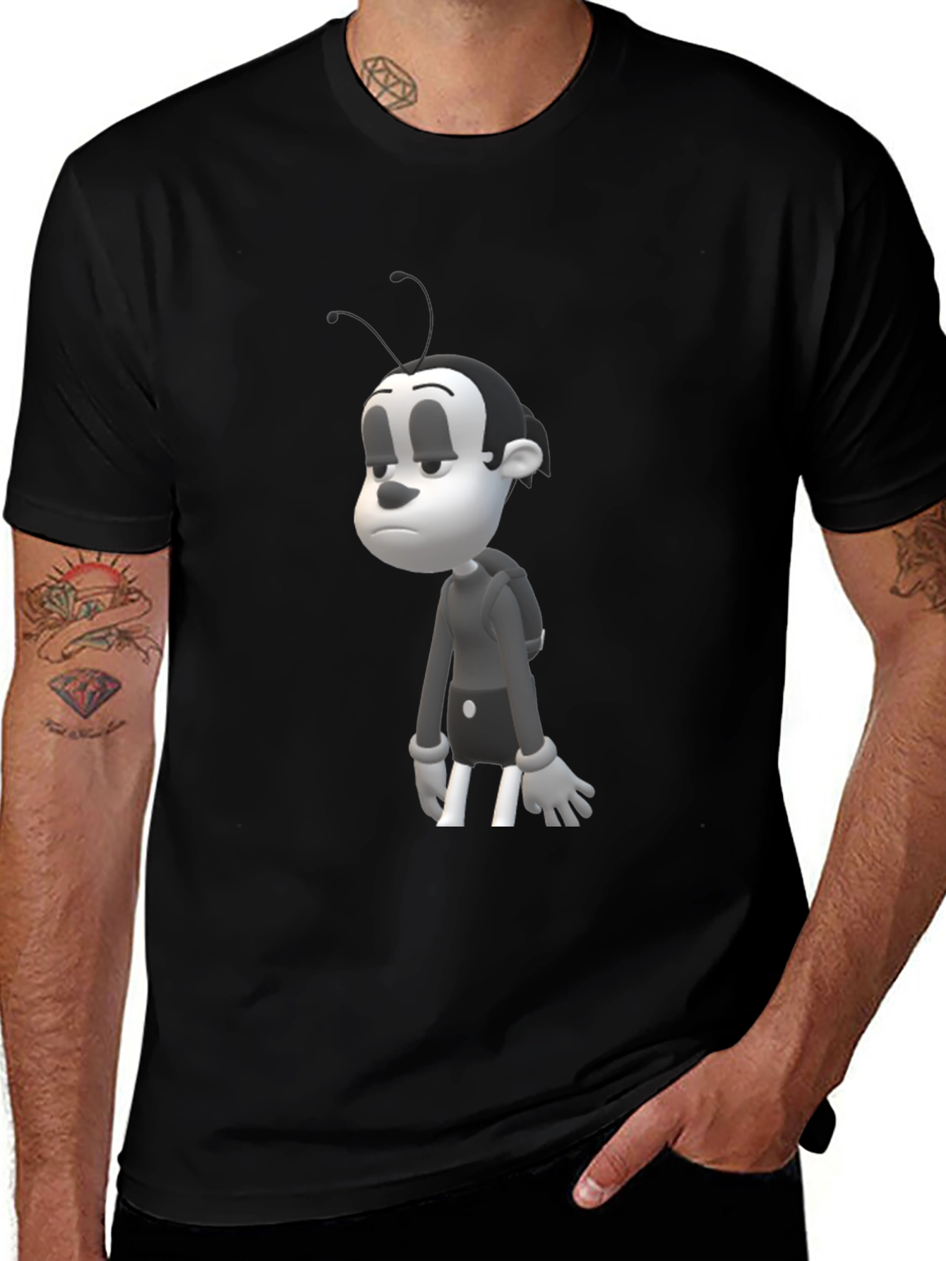 Variant 14 of Cartoon Character Black T-Shirt