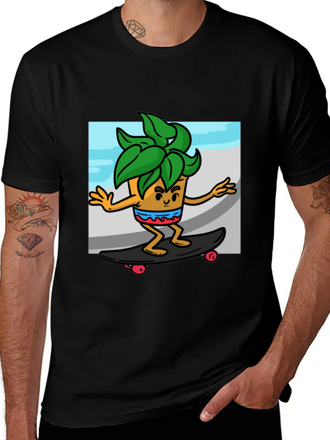 Variant 17 of Skateboarding Plant T-Shirt - Cool Graphic Tee