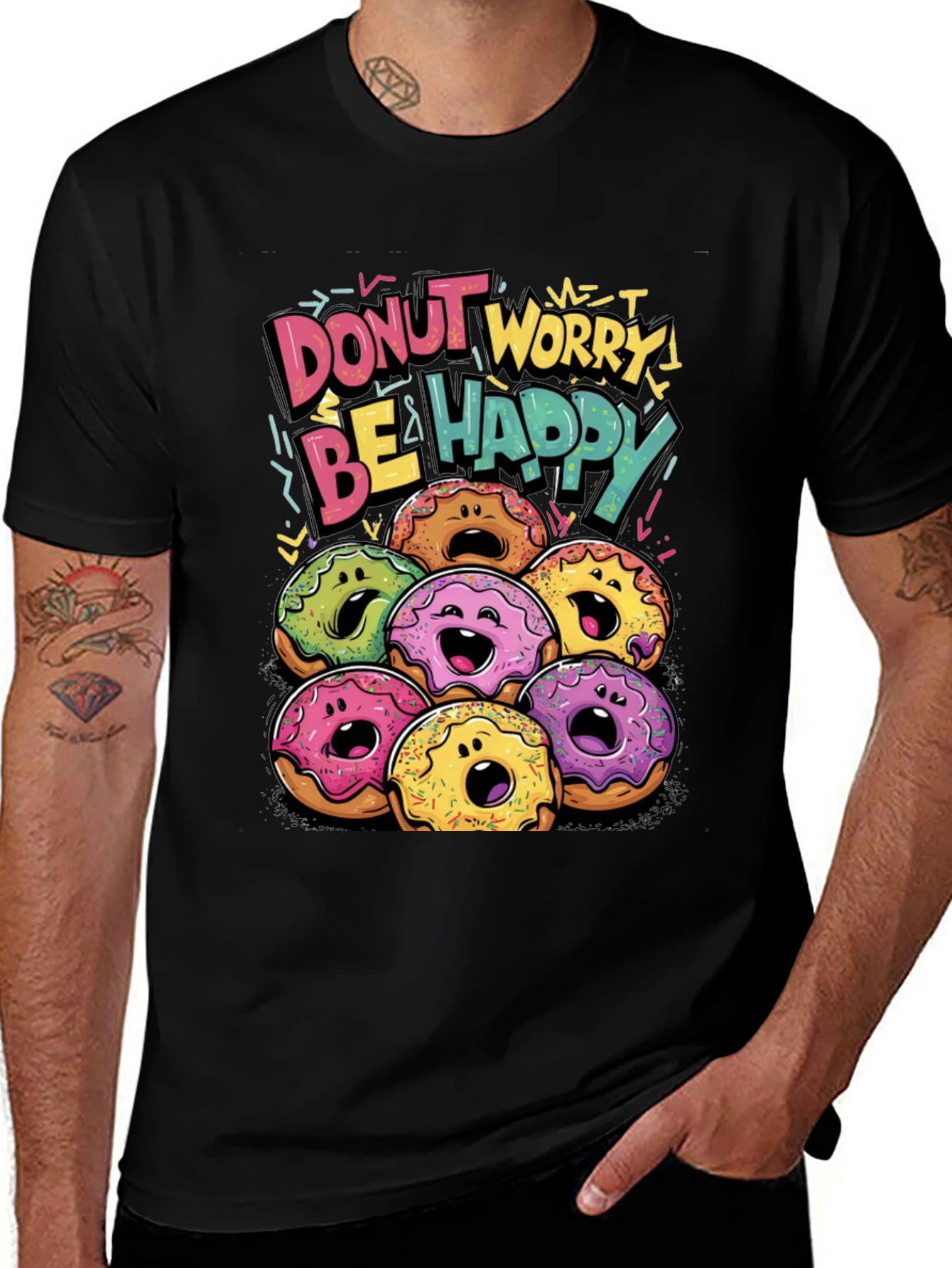 Variant 15 of Donut Worry Be Happy Graphic T-Shirt