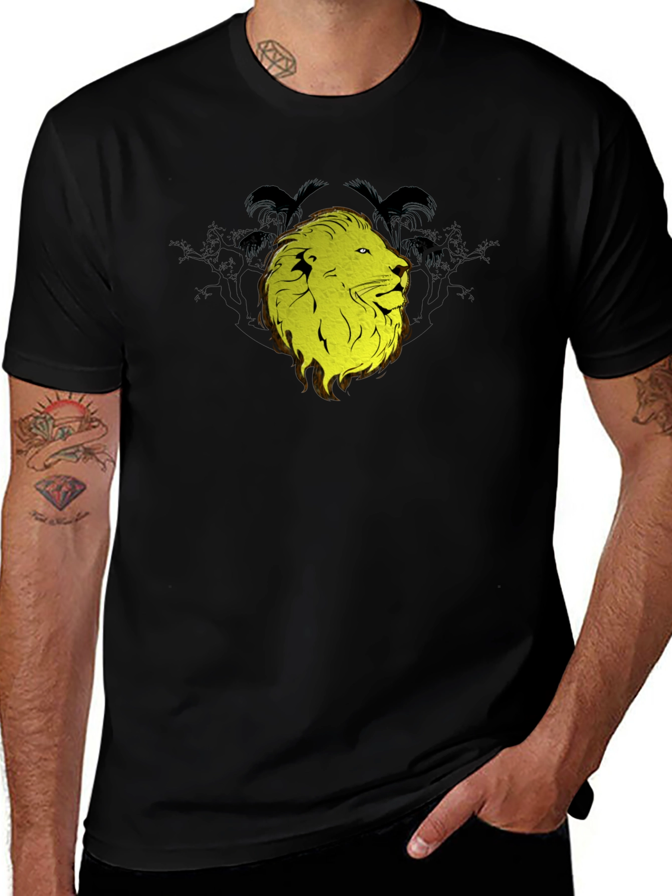 Variant 19 of Lion Graphic Print Black T-Shirt