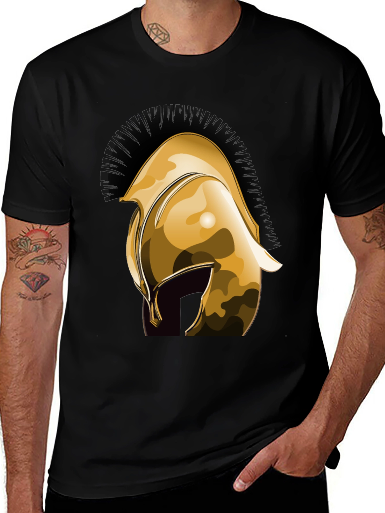Variant 29 of Spartan Helmet Graphic Tee - Black Cotton Blend
