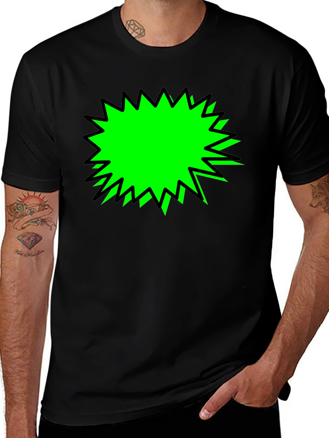 Variant 22 of Black T-Shirt with Green Burst Graphic